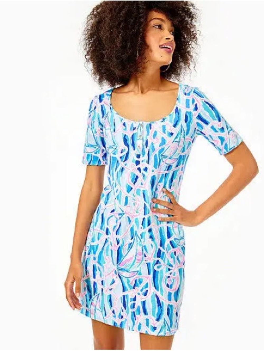 Lilly Pulitzer Gavyn Henley T-Shirt Dress 100% Cotton Women’s XS